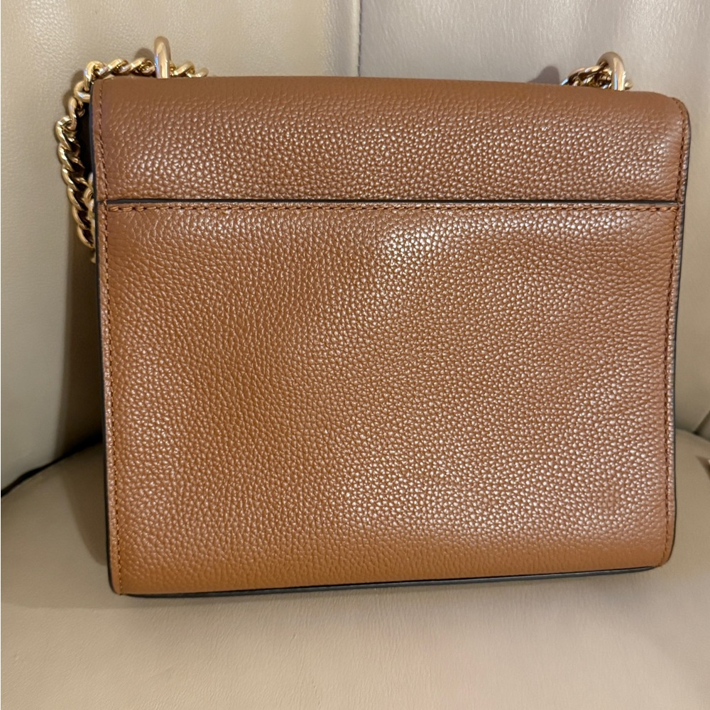 Michael Kors Gold chain Shoulder Mercer Bag Leather in Cognac Brown New - Picture 8 of 10